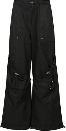 The Attico Elastische taille lange broek met zakken - Dames - Wijde Broeken - Zwart - 2XS - Broeken