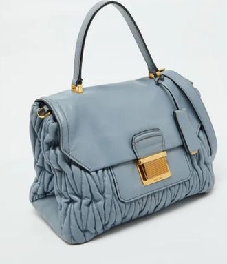 Miu Miu Tweedehands leren handtassen - Dames - Vintage Handtas - Blauw - ONE Size - Leer - Vintage