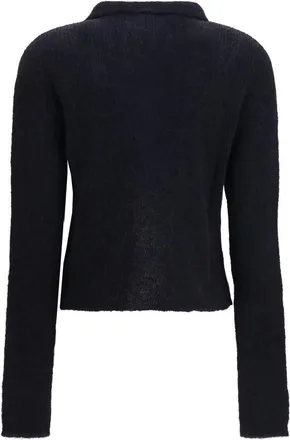 Our Legacy Womens Black Alpaca Vicugna Pacos Polo Shirt