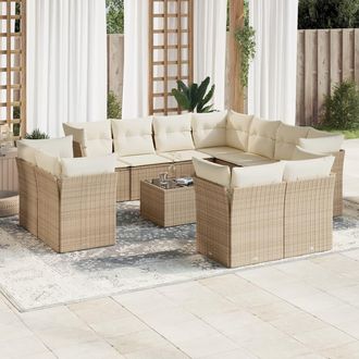 vidaXL Set De Sof&aacute;s De Jard&iacute;n 12 Pzas Y Cojines Rat&aacute;n Sint&eacute;tico Marr&oacute;n Vidaxl