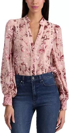 Alice & Olivia Arlette Blouse In Mystic Garden English Rose