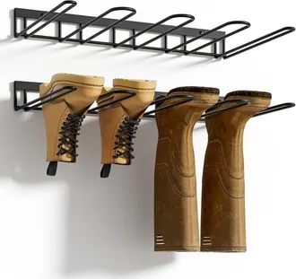 OEM Botillero Met&aacute;lico De Pared - Organizador Para 4 Pares - Material De Hierro Resistente A La Corrosi&oacute;n - Optimiza El Espacio De La Entrada Y El Garaje