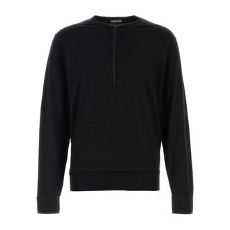 Tom Ford Zip-throughs, male, Black, Size: M Wool-blend Sweater
