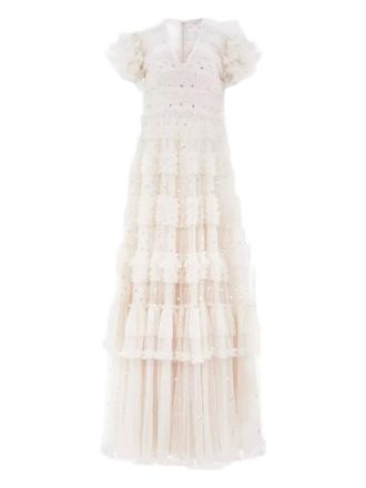 Needle & Thread Abito Vivian con paillettes - Bianco