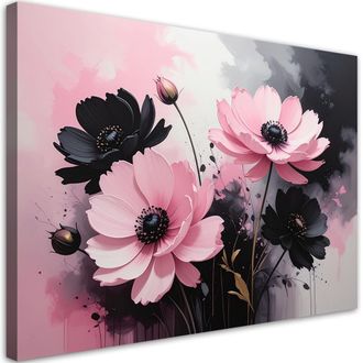 Feeby Cuadro Sobre Lienzo Flores Rosas En Una Rom&aacute;ntica Composici&oacute;n Vintage 100x70