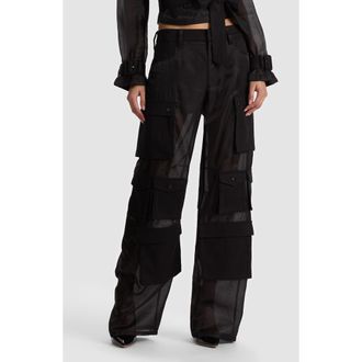 Alice & Olivia Olympia Mr. Baggy Sheer Cargo Pants in Black at Nordstrom, Size 12