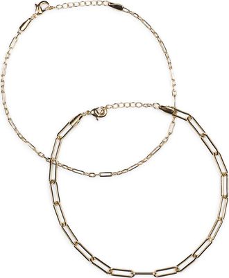 Nordstrom Rack 2-Pack Paperclip Chain Anklets in Gold at Nordstrom Rack
