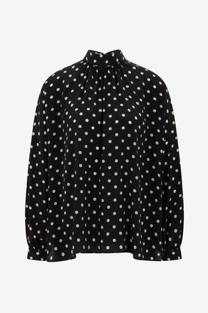 Akris Schluppenbluse aus Seidencr&ecirc;pe mit Tupfen