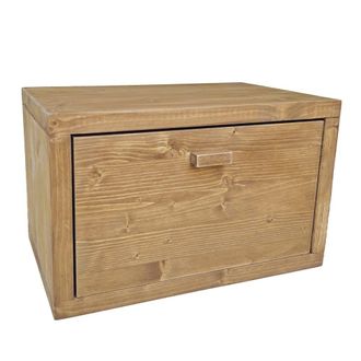 NATYAL Mesita de noche flotante con caj&oacute;n de madera maciza tono roble 40x25cm