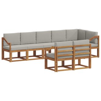 vidaXL Conjunto De Sof&aacute;s De Exterior 8 Pcs Gris Natural Y Claro Vidaxl