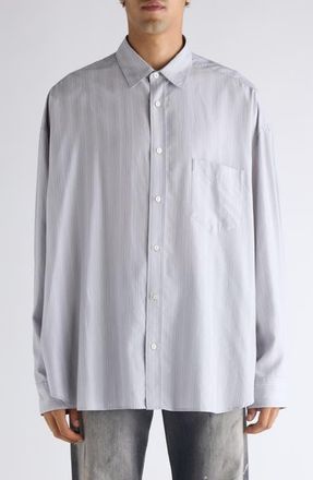 Acne Studios Soffia Relaxed Fit Stripe Button-Up Shirt in Grey/Multi at Nordstrom, Size 42 Us