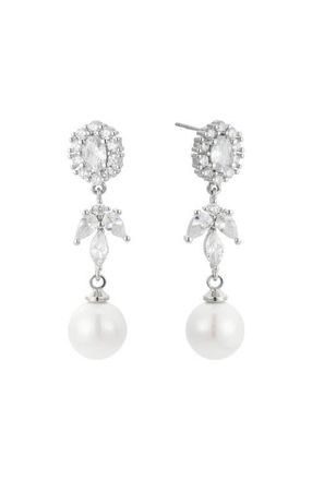 Untamed Petals Palace Pearl and Crystal Drop Earrings in Silver at Nordstrom