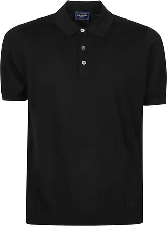 Drumohr Black Minimalist Cotton Logo Polo