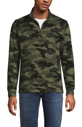 Lands End Bedford Rib Casual Quarter Zip Sweater in River Stone Green Camo at Nordstrom, Size Xx-Large