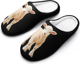 Generic Cute Lamb Sheep Mens House Slippers Memory Foam Washable Cotton Slip on Home Shoes