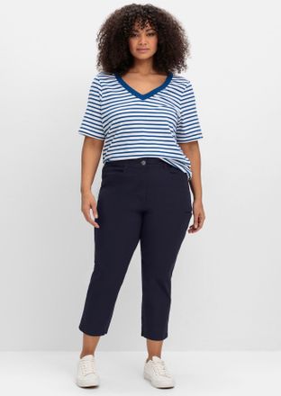 Sheego 7/8-Hose SHEEGO, Damen, Gr. 40, Normalgr&ouml;ssen, blau (tiefblau), 97% Baumwolle, 3% Elasthan, unifarben, Hosen 7/8-Hose