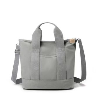 Generic Small Tote Bag with Zipper, Canvas Multi-Pocket Crossbody Bag Shoulder Bag Satchel Hobo Bag Messenger Bag 2025 (Gray,Large)