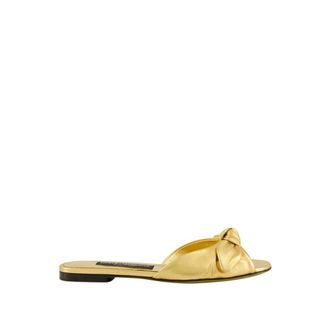 Dolce & Gabbana Schoenen, Dames, Geel, 37 EU, Leer, Mordor&eacute; Nappa Leren Platte Slippers