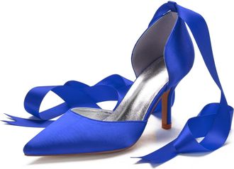 Miyoopark Women Shoes Heels for Wedding Closed Pointed Toe Evening Pumps Shoes M519 Royal Blue UK 8.5