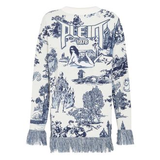 Philipp Plein Pullover Round Neck EN Plein AIR - Dames - Truien - Blauw - Maat: L Wol