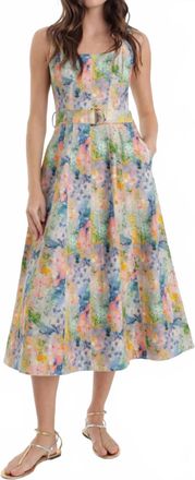 Karina Grimaldi Zyra Midi Dress In Azure Multi