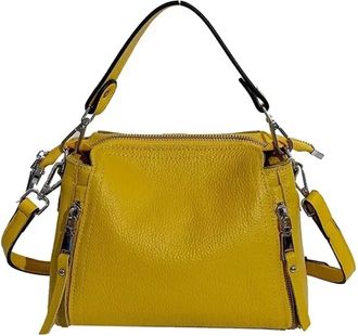 Generic Compatible For Women Handbags Cowhide Fashion Shoulder Bag Ladies Messenger Bags Female Tote(Yellow)