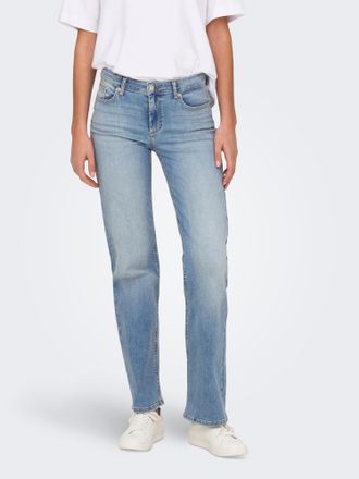 Only Straight-Jeans ONLY ONLBLUSH MID STRAIGHT DNM TAI467 NOOS, Damen, Gr. XL (42), L&auml;nge 32, blau (light blau denim), Denim/Jeans, Obermaterial: 92% Baumw