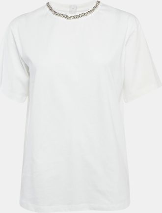 Victoria Beckham White Jersey Chain Detail T-Shirt