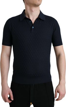Dolce & Gabbana Dark Blue Collared Short Sleeve Polo Mens T-shirt