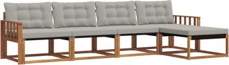 vidaXL Conjunto De Sof&aacute;s De Exterior 5 Uds. Natural Y Gris Claro Vidaxl
