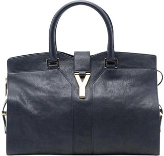 Saint Laurent Pre-owned Handbags, female, Blue, Size: ONE SIZE Pre-owned Cabas Chyc Satchel