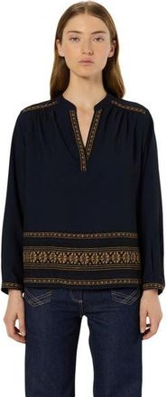 Gerard Darel Aurelie Embroidered Pattern Blouse in Navy Blue at Nordstrom, Size Medium