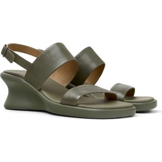 Camper Louise Slingback Wedge Sandal in Medium Green at Nordstrom, Size 36
