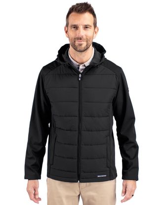 Cutter & Buck Evoke Hybrid Softshell Recycled Full Zip Mens Hooded Jacket