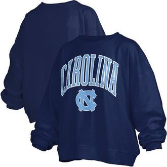 Pressbox Womens Pressbox Navy North Carolina Tar Heels Janise Arch Over Logo Waist Length Oversized Pullover Sweatshirt at Nordstrom, Size X-Large