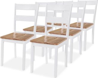 vidaXL Dining Chairs 6 pcs White Solid Rubber Wood vidaXL