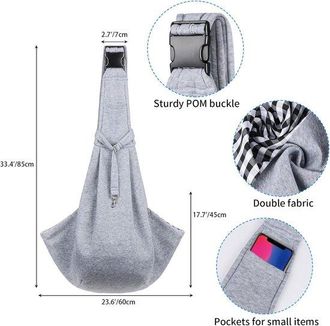 OEM Bolsa Transportadora Para Perros, Bolsa De Viaje Para Gatos, Transport&iacute;n Frontal Para Perros Peque&ntilde;os, Peso M&aacute;ximo 7,5 Kg, Gris