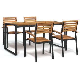 vidaXL Juego De Comedor De Jard&iacute;n 5 Pzas Madera Maciza Acacia Y Metal Vidaxl