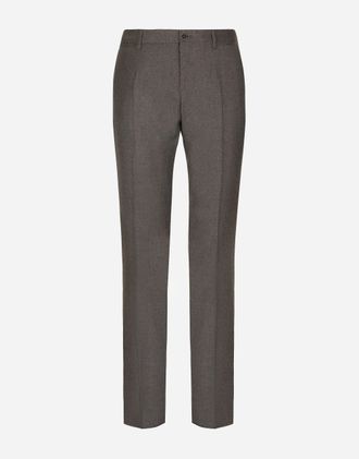 Dolce & Gabbana Stretch Flannel Pants - Man Pants And Shorts Gray Wool 46