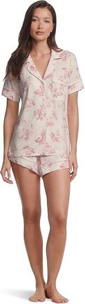 Eberjey Gisele Printed - The Relaxed Short PJ Set Womens Pajama Sets Rose Garden Cameo Pink/Pale Pi : 2XL, Spandex/Modal