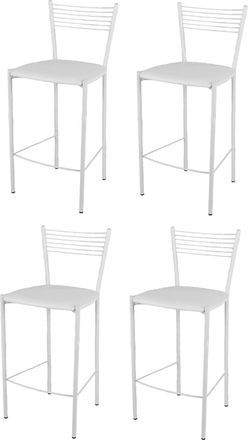 Tommychairs Tommychairs 4 Taburetes Elegance En Acero Blanco Asiento Polipiel Blanca