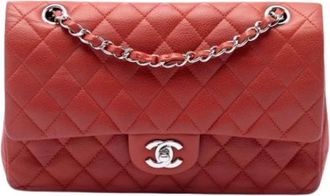 Chanel Pre-owned Vintage Double Flap Schoudertas - Dames - Vintage Schoudertas - Rood - ONE Size - Leer - Vintage