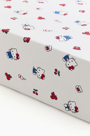 H&M Gemustertes Spannbettlaken aus Baumwolle - Beige