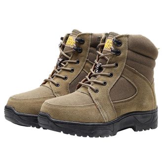 Generic Men winter thick wool boots real leather big toe outdoor anti slip warm snow boots (Khaki,8.5)