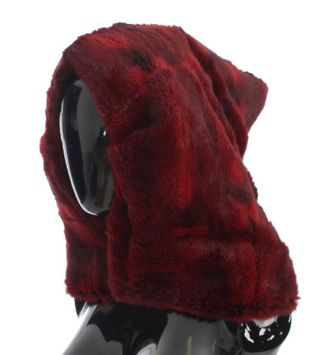 Dolce & Gabbana Womens Bordeaux Hamster Fur Crochet Hood Scarf Hat