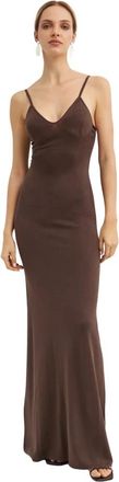 Aya Muse Slip Maxi Jurk - Dames - Maxi kleedjes - Bruin - M - Kleedjes