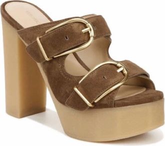 Veronica Beard Womens Garrick Platform Slide Sandals In Mocha Brown Suede