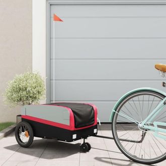 vidaXL Vidaxl - Remolque Para Bicicleta Hierro Negro Y Rojo 30 Kg