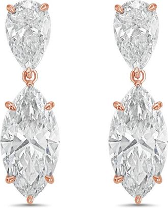 Diana M. Jewels 14KW RG 8.00 Ct TW of Lab grown pear and marquise shape diamond drop earrings