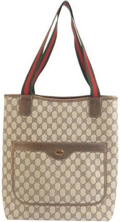 Gucci Pre-owned GG Supreme Canvas Leren Tote Bag - Dames - Vintage Shopper - Beige - ONE Size - Leer - Vintage